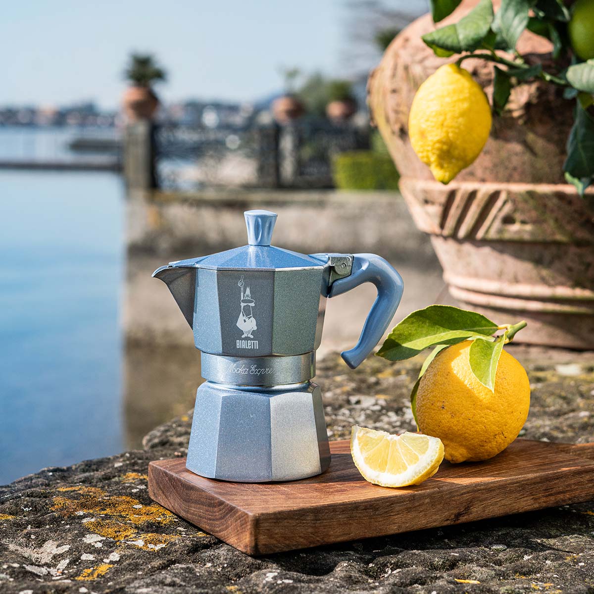 Moka Express 3 tazze azzurro onda