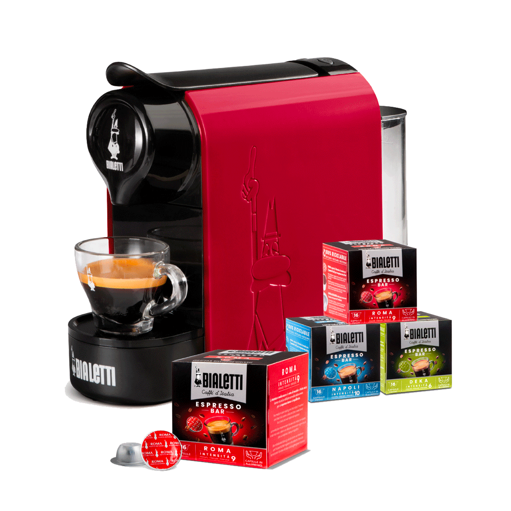 Gioia Bialetti - Macchina da Caffè Espresso con 4 box di capsule a scelta